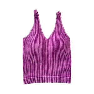 Zenana Fuchsia Washed Cropped Brami With Removable Pads